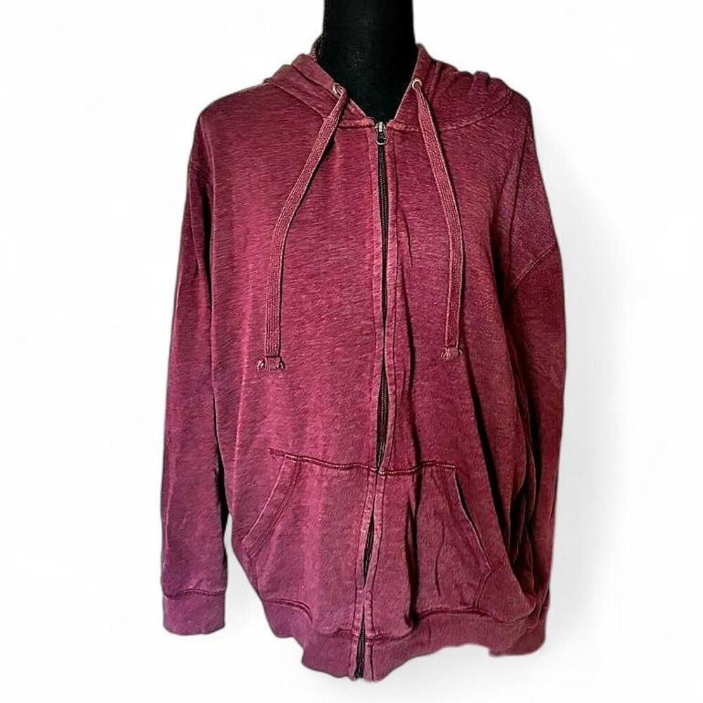 Falls Creek Maroon Burgundy Full-Zip Hoodie Sweatshirt - Size XL